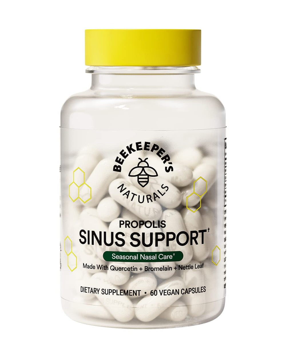 Beekeeper's Naturals sinus support bottle with capsules for seasonal comfort