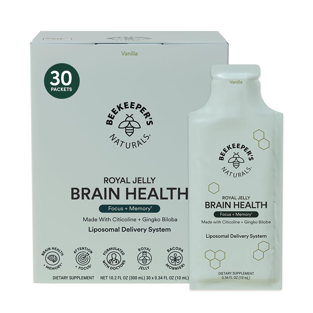 Beekeeper's Naturals nootropic brain supplement vanilla bottle shown for focus and memory support