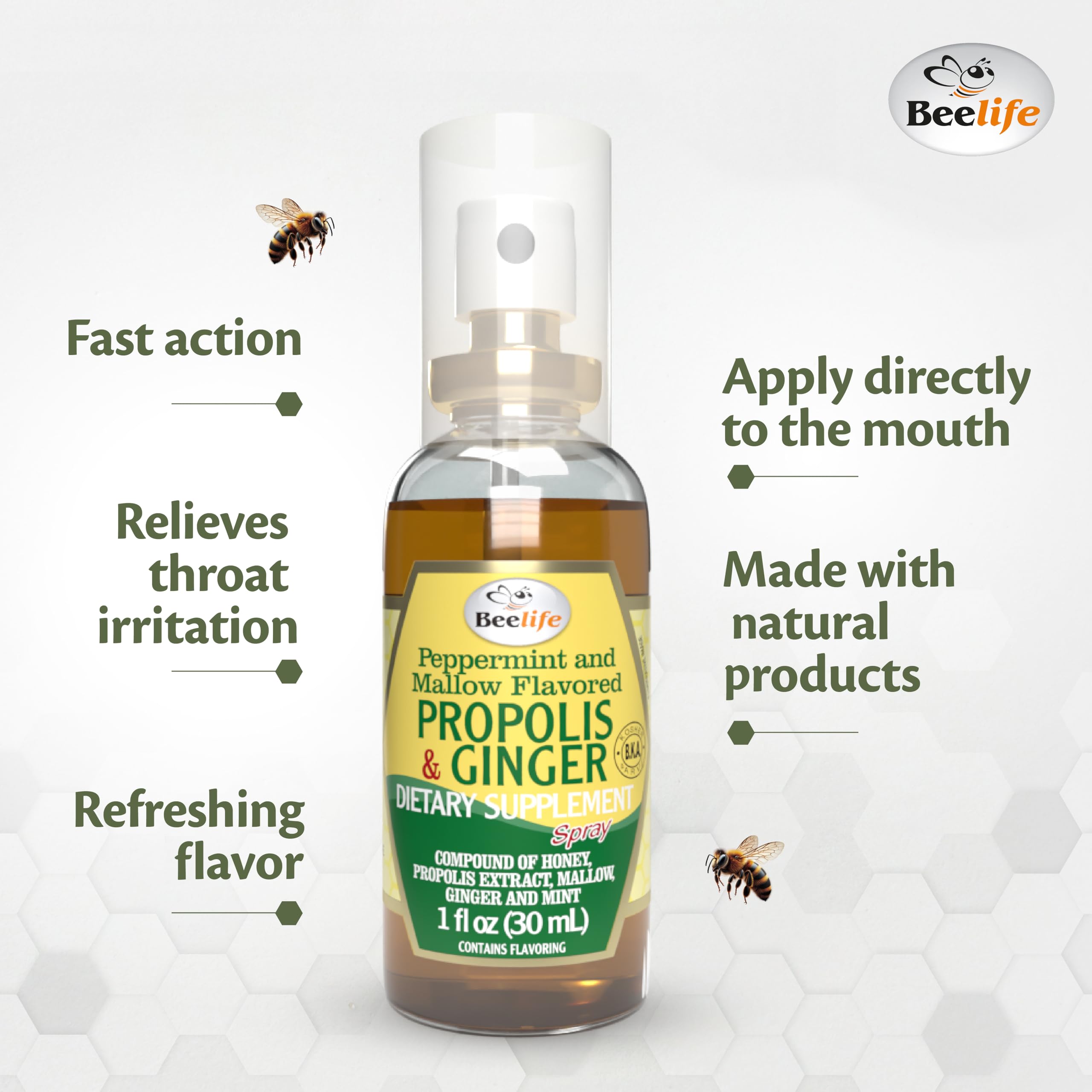 Beelife Propolis Throat Spray artepillin-C feature supports breath freshness.