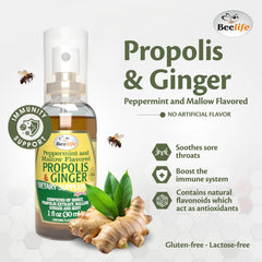 Beelife Propolis Throat Spray ginger-honey-blend ready for soothing moments on the go.