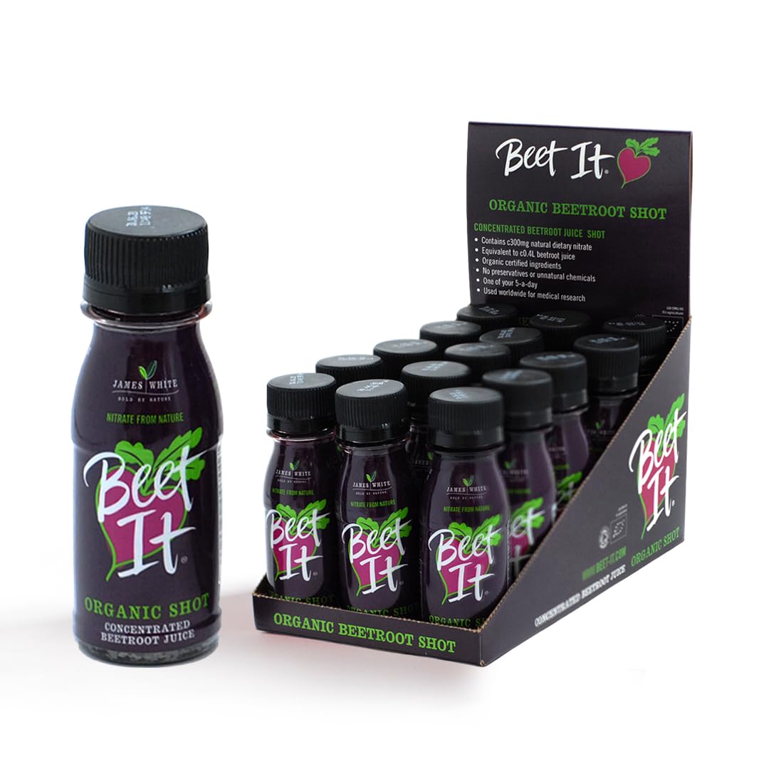 BEET IT Circulation bottle front with organic beet juice shots for daily use.