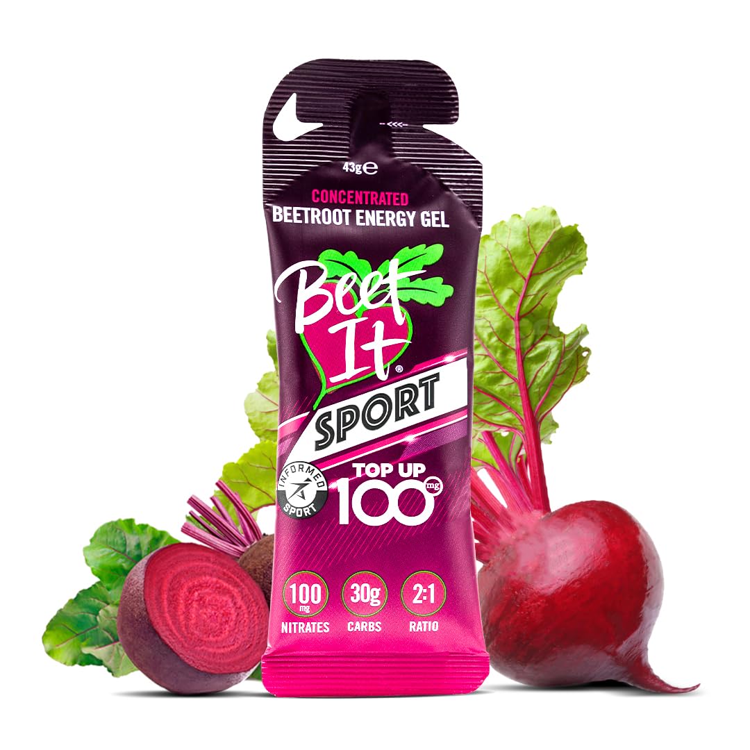 BEET IT Sport Energy Gel sachet with rich beetroot texture fuels on-the-go workouts