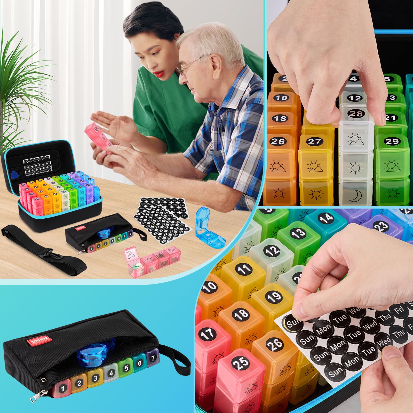 BEFUNZL numbered compartments support easy, sequential filling.