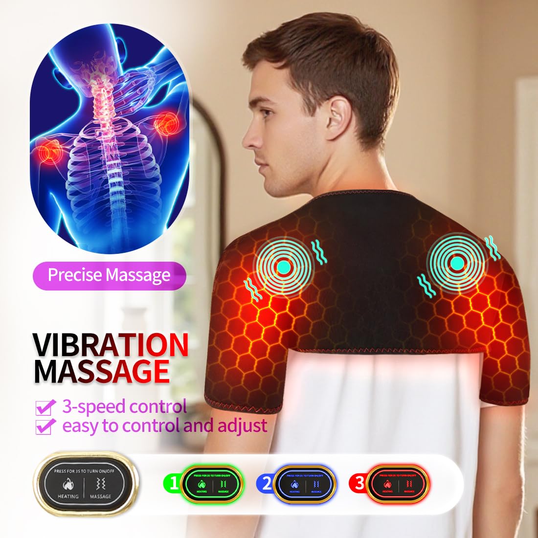 Beihaixiang ergonomic wrap ensures snug contact on the upper back for comfort.