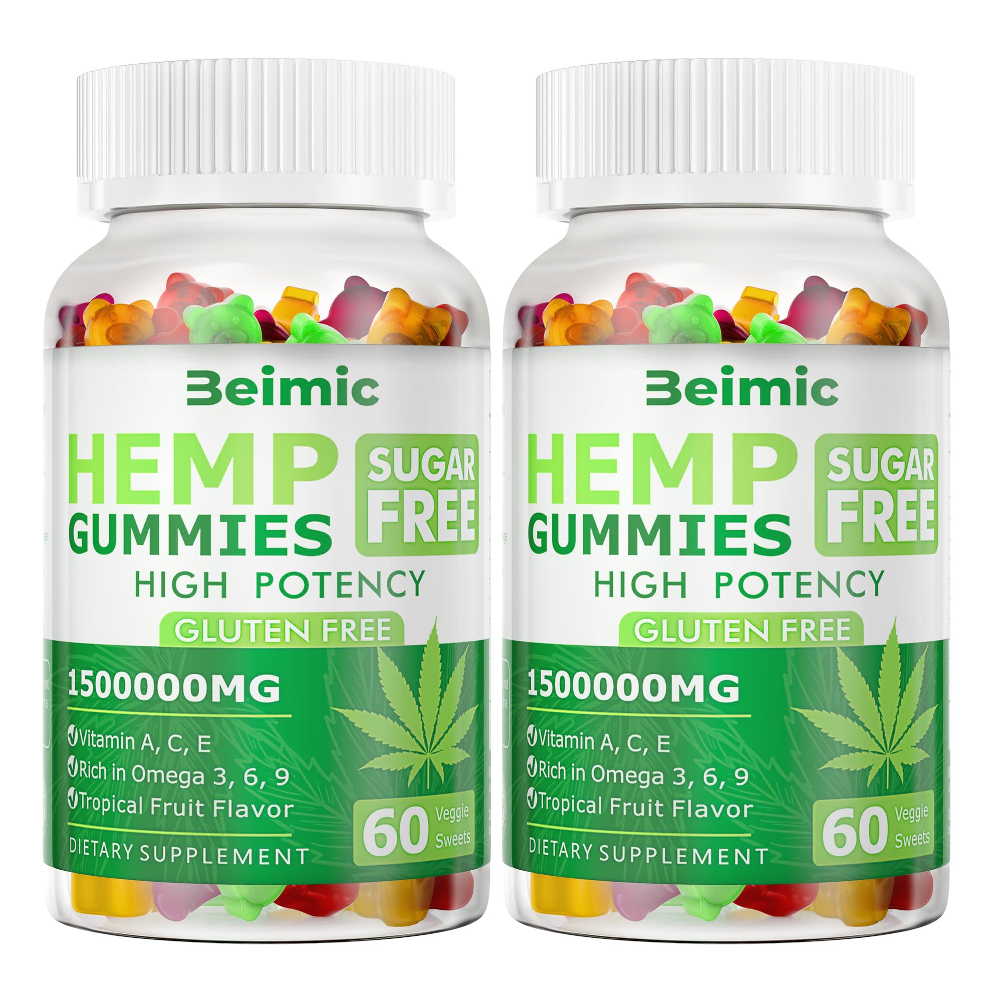 BEIMIC Naturals Fruit Hemp Gummies bottle front, high potency packaging