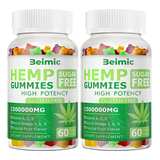 BEIMIC Naturals Fruit Hemp Gummies bottle front, high potency packaging