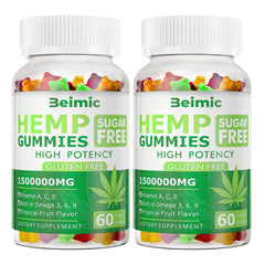 BEIMIC Naturals Fruit Hemp Gummies bottle front, high potency packaging