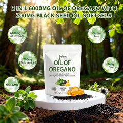 BELANO bottle close-up highlights the high carvacrol and thymoquinone-rich blend