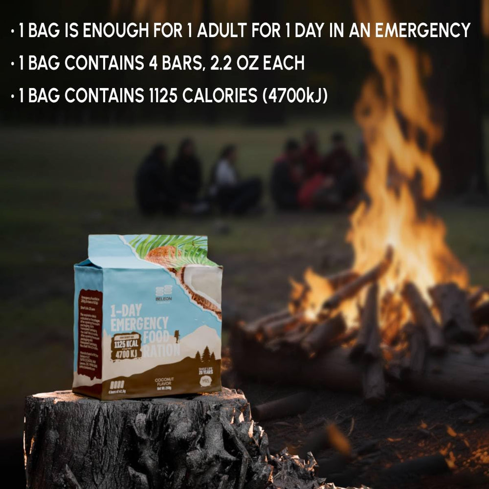 Beleon Coconut Survival Ration stored in a dry, dark area