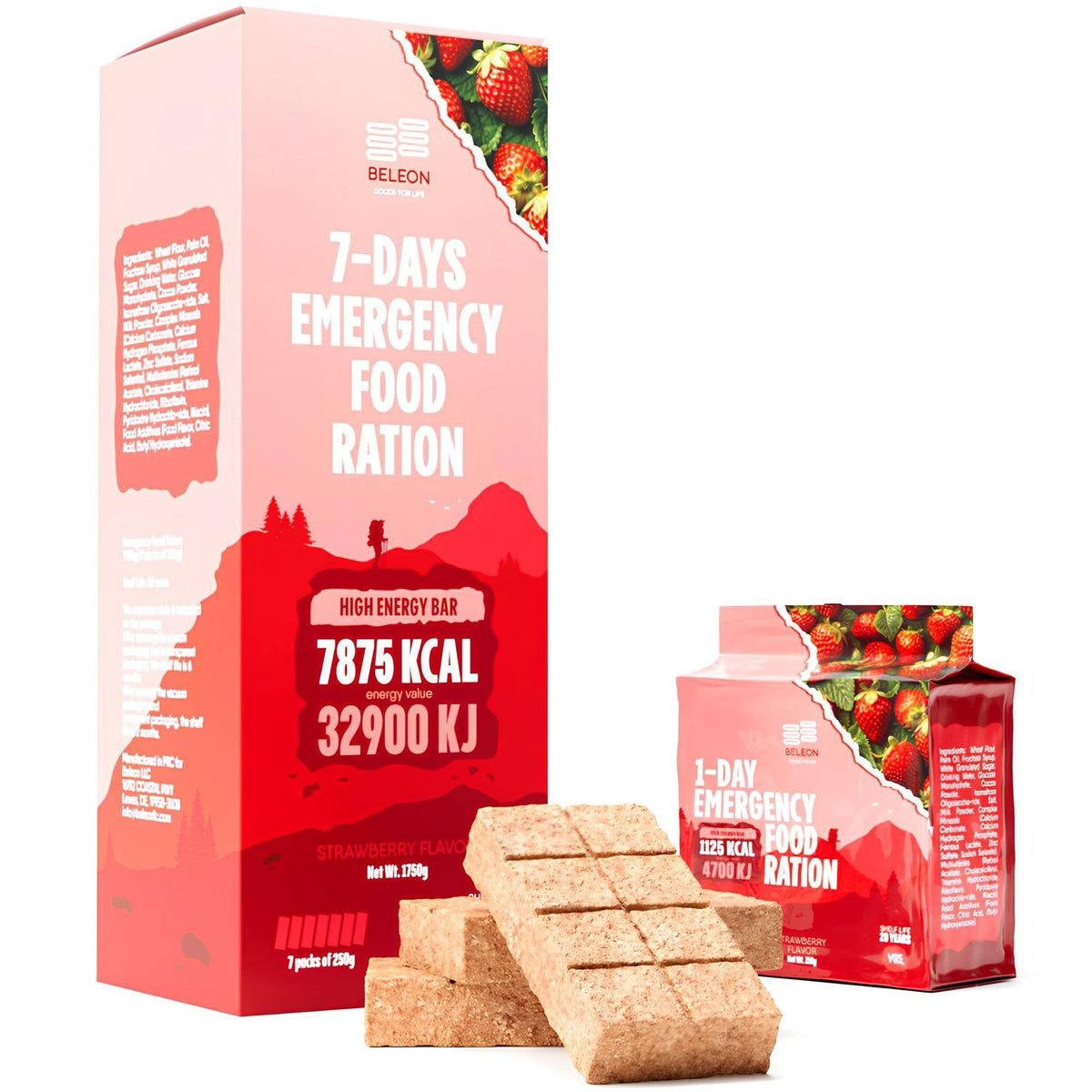 Beleon Strawberry Survival Ration pack for outdoor emergencies
