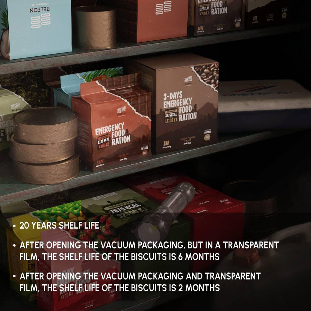 Beleon vacuum-sealed biscuits packaging for rugged transport.