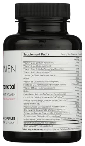 Beli ingredients chart reveals key vitamins and minerals for prenatal needs.