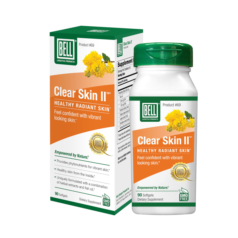 Bell Clear Skin II bottle shown for daily skin support and hydration.