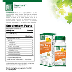 Bell Clear Skin II dandelion extract display for balanced complexion support.
