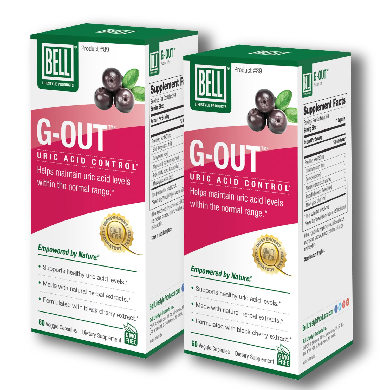Bell G-Out Uric Acid Cleanse bottle-front view for daily balance support