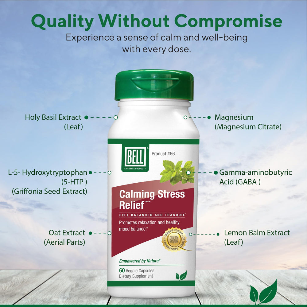 Bell Lifestyle 5-HTP griffonia seed label highlights mood support potential.