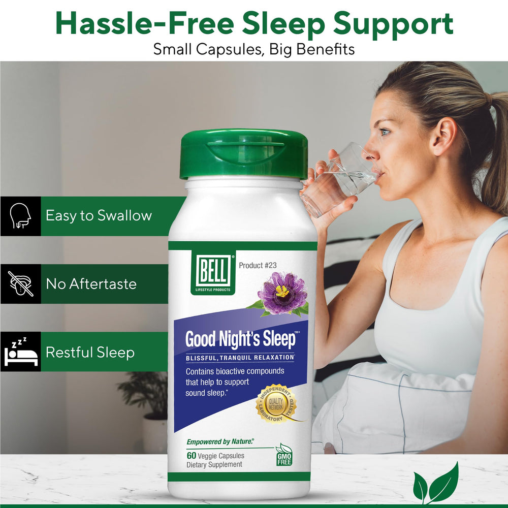 Bell Lifestyle Good Night's Sleep chamomile image emphasizes soothing herbal ingredients