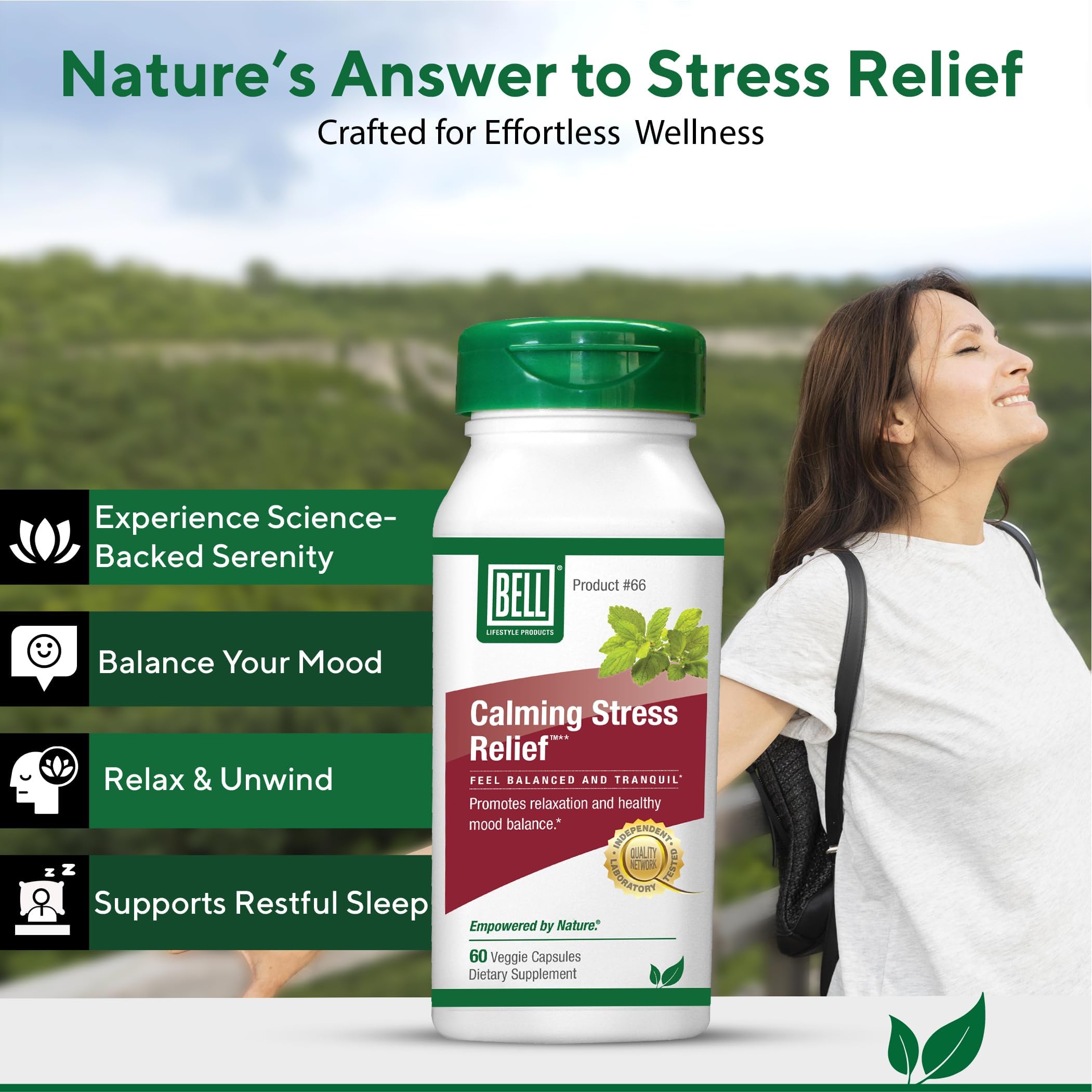 Bell Lifestyle lemon balm leaf closeup evokes natural serenity and calm focus.