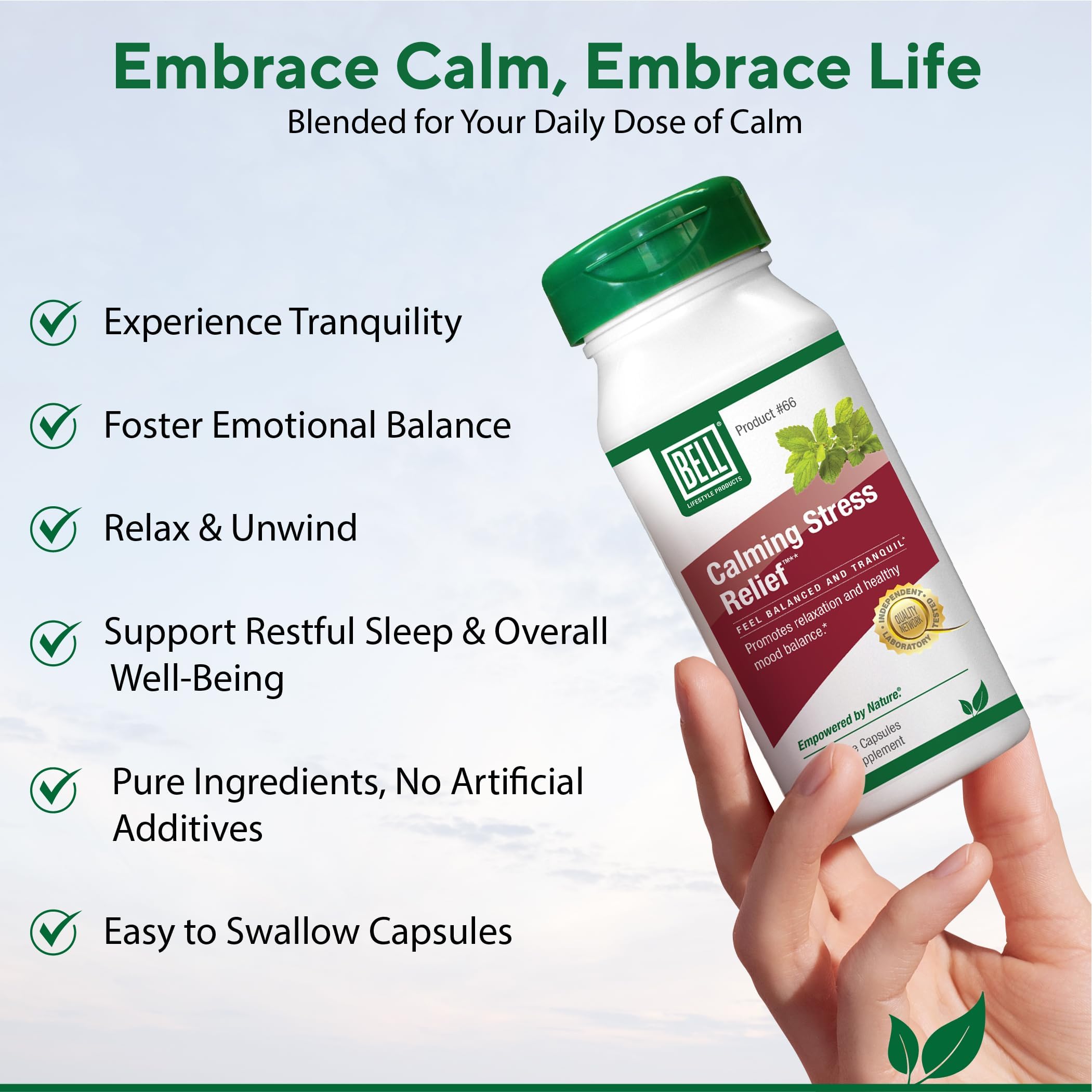 Bell Lifestyle stress relief packaging communicates trusted quality for daily wellness.