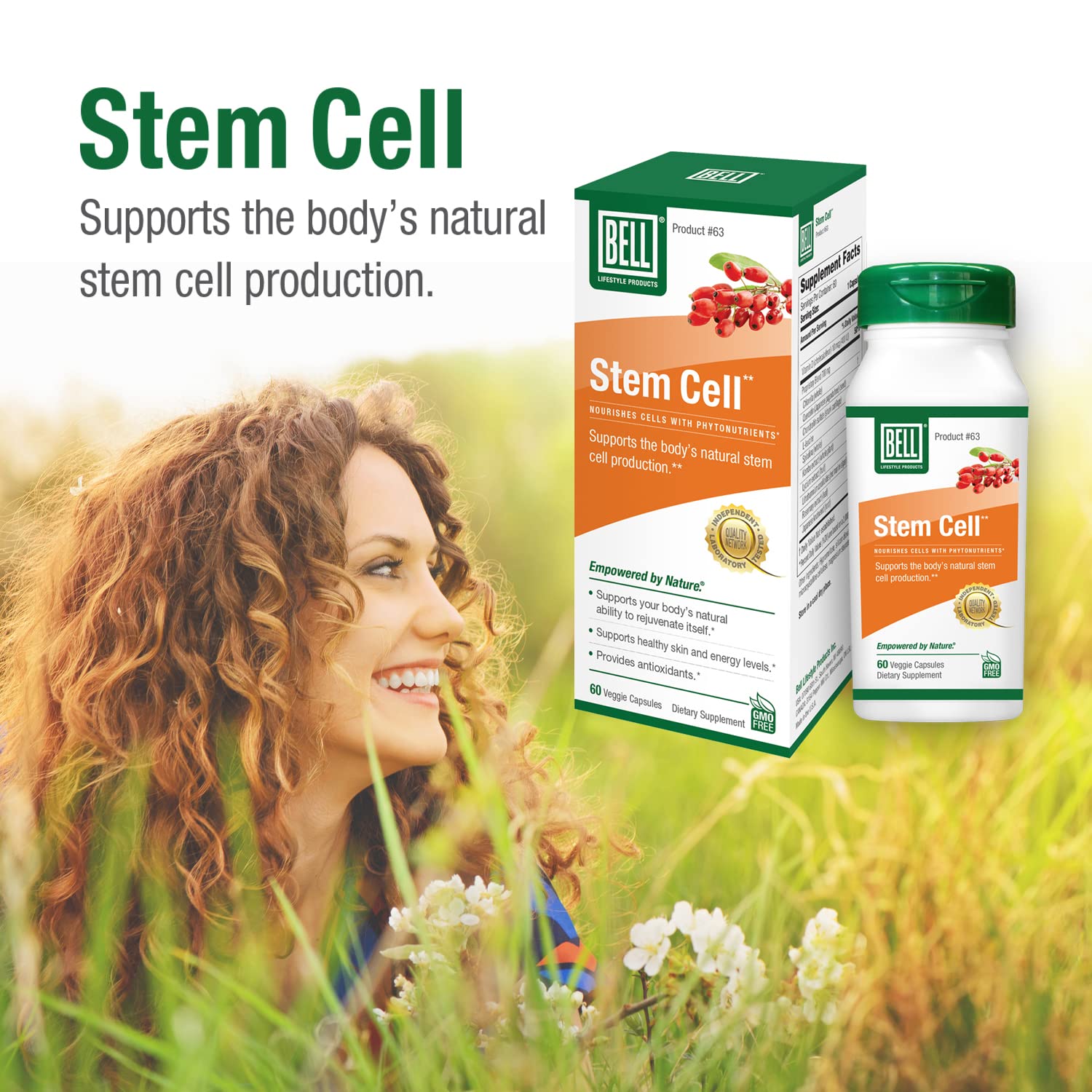 Bell Stem Cell Supplements packshot showing bottle and packaging.