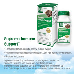 Bell Supreme Immune Support bottle on table ready for daily wellness routine.