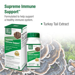 Close-up of Bell label highlighting Turkey Tail extract and immune support features.