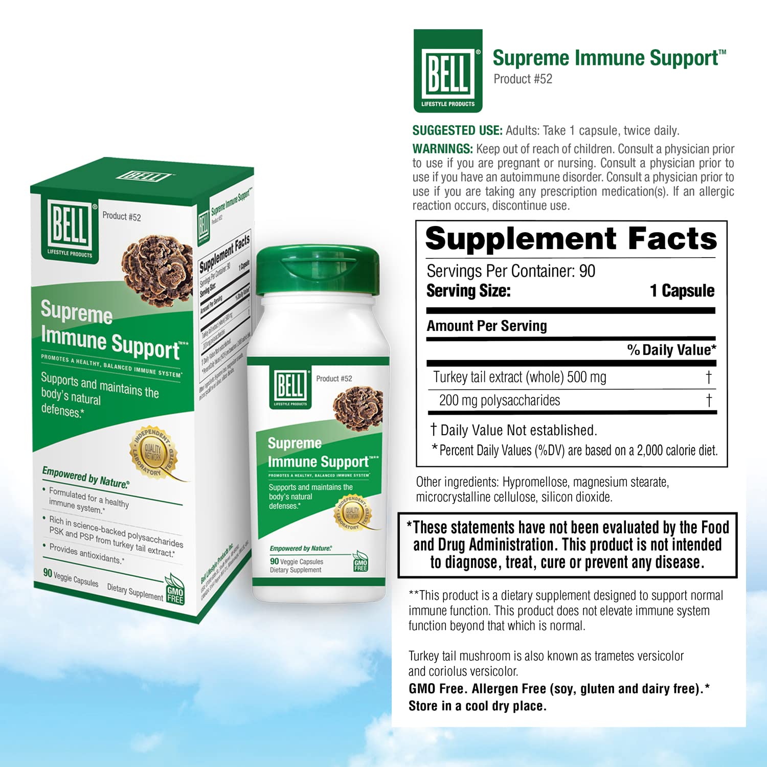 Multiple Bell Supreme Immune Support bottles on display for easy shopping.