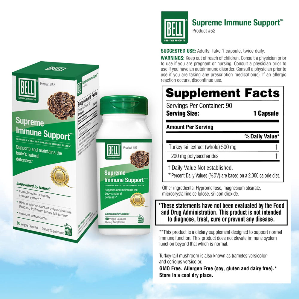 Multiple Bell Supreme Immune Support bottles on display for easy shopping.
