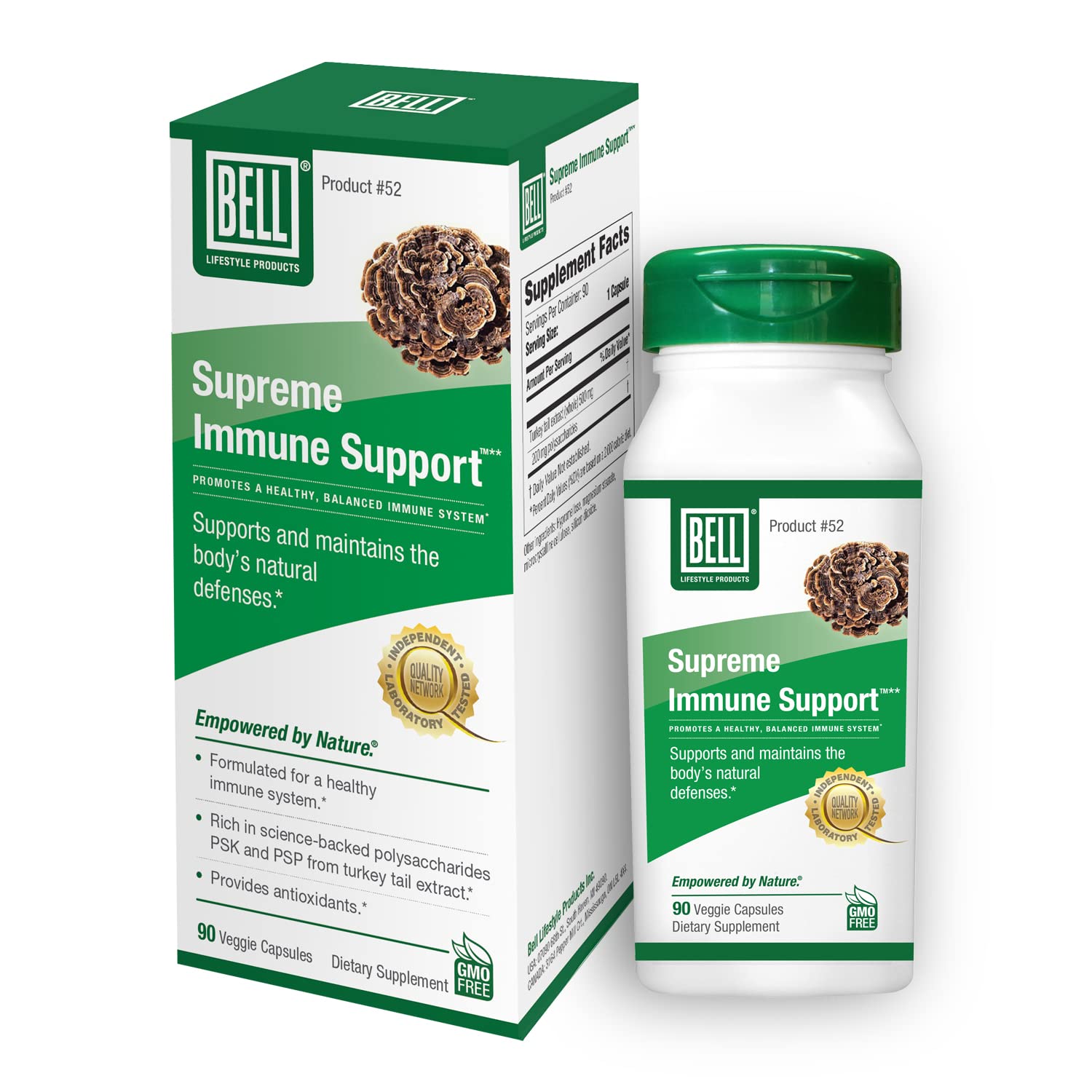 Bell Supreme Immune Support capsules with Turkey Tail for daily immune support.