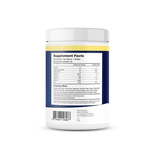 Bella All Natural Extreme Detox Pineapple Powder dissolved in water for a refreshing daily cleanse