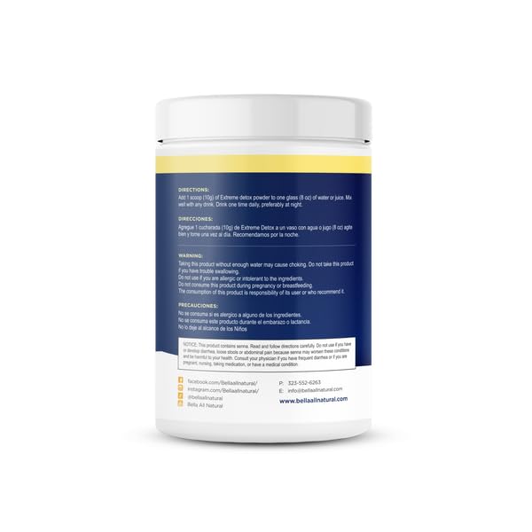 Bella All Natural Extreme Detox Pineapple Powder with a scoop for easy measurement