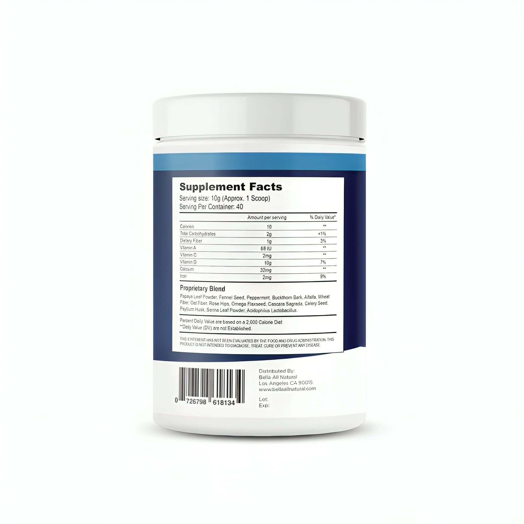 Scoop of Bella All Natural Extreme Detox Powder being poured into a glass.