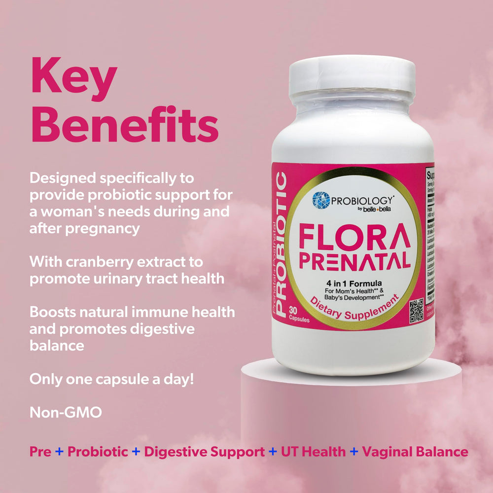 Belle Bella Probiology Flora cranberry extract capsule close-up for urinary health.