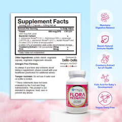 Belle Bella Probiology Flora ingredients list highlights five probiotic strains.
