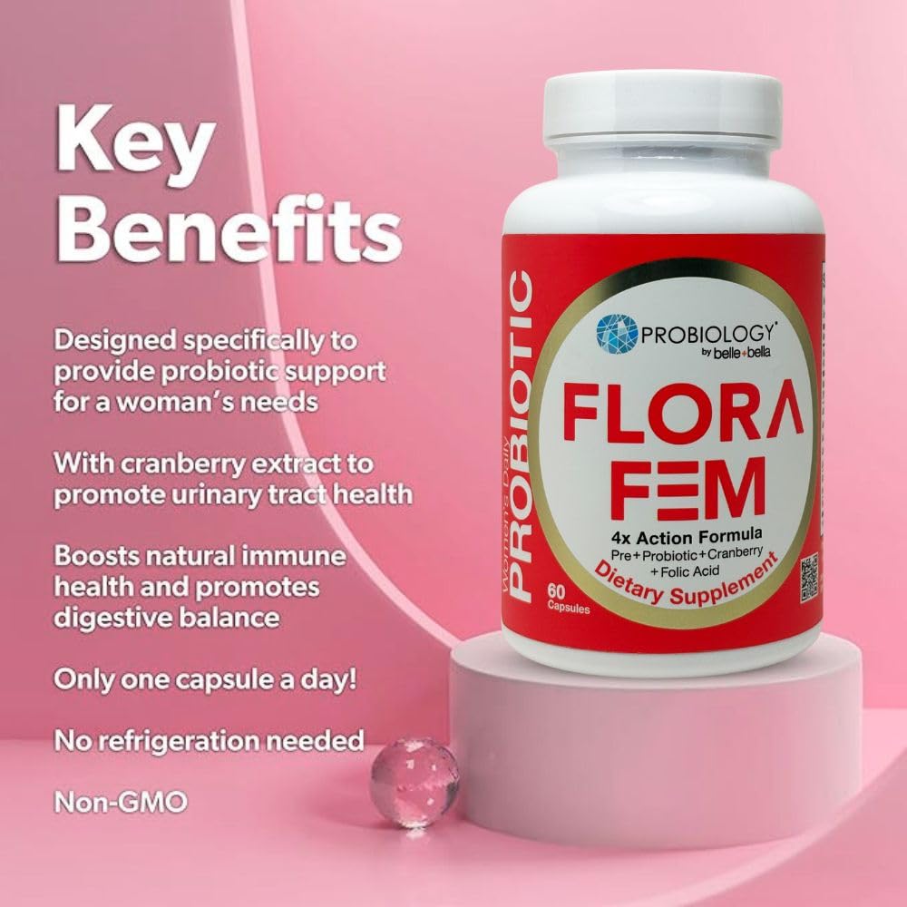 Belle+Bella Probiology Flora Fem usage with meal, one capsule daily