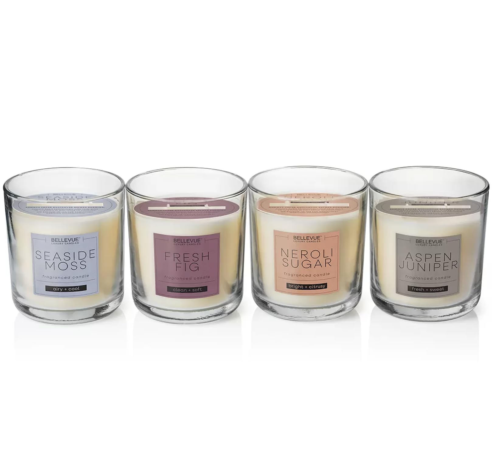 Bellevue Luxury Candles decorative label on jar enhances decor and gifting appeal.