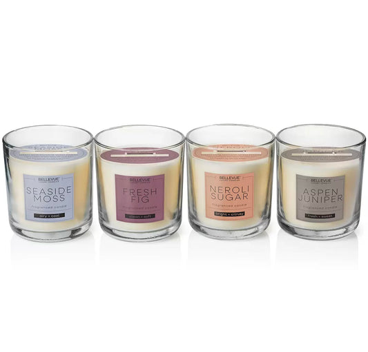 Bellevue Luxury Candles decorative label on jar enhances decor and gifting appeal.
