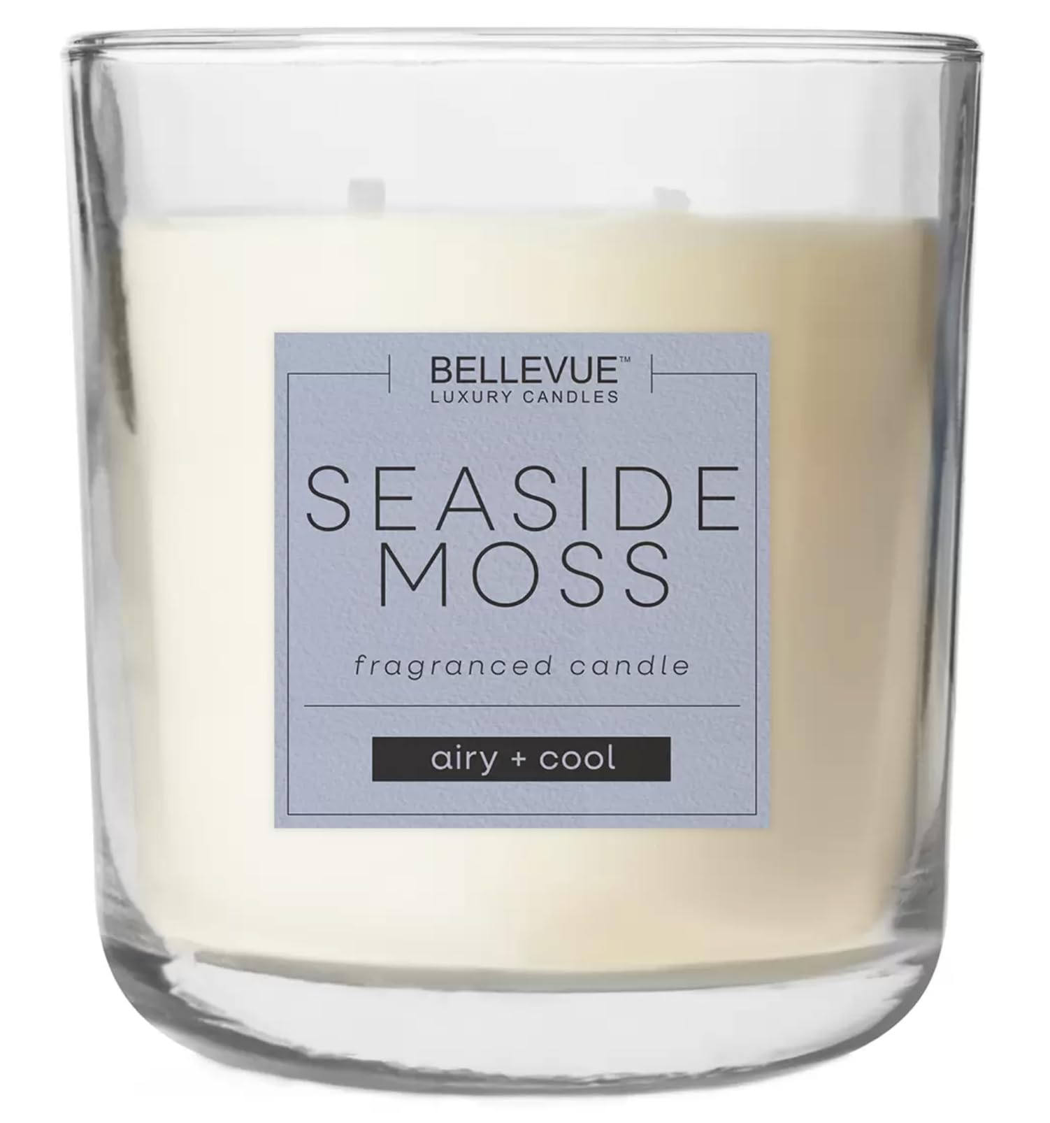 Bellevue 11oz soy-wax candle close-up shows long-lasting fragrance.