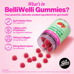 Belli Welli fiber gummies close-up texture shows chewy, tasty form.