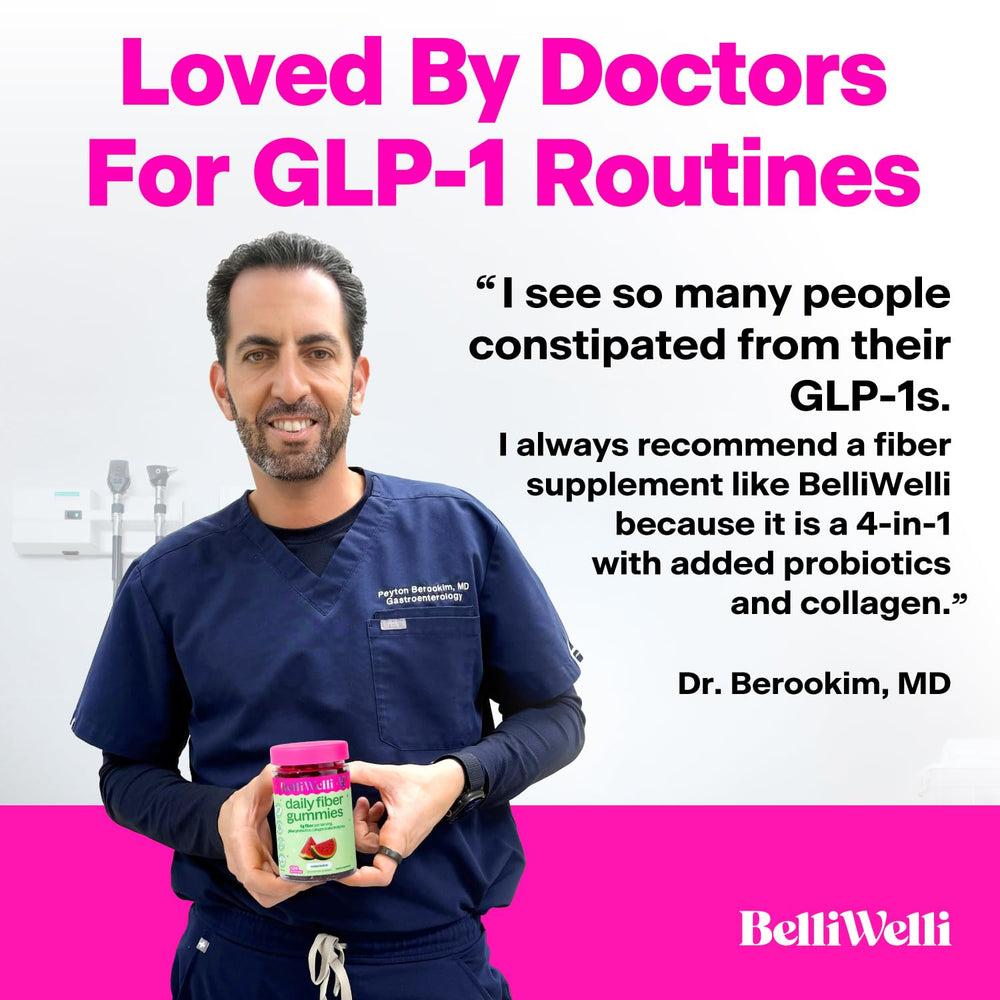 Belli Welli fiber gummies with spoon show measured daily dose.