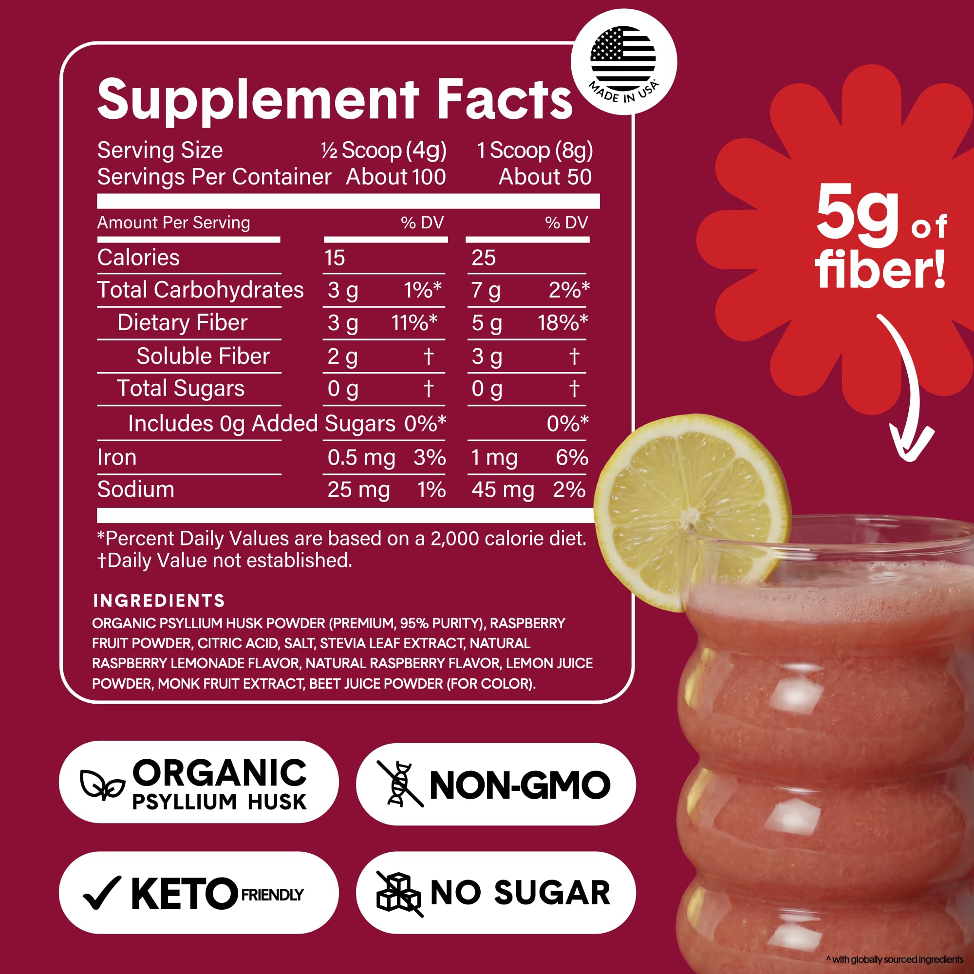 Close-up of Bellway ingredients label emphasizing organic psyllium husk