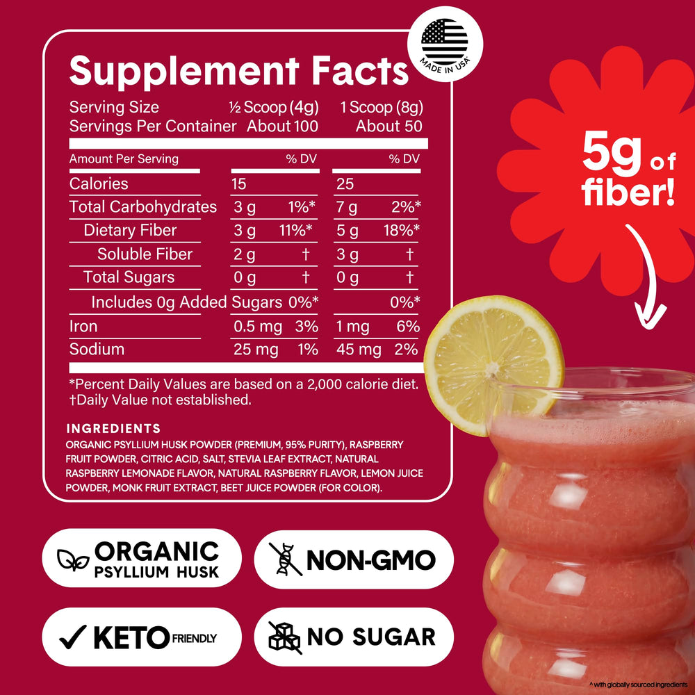 Close-up of Bellway ingredients label emphasizing organic psyllium husk