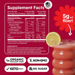 Close-up of Bellway ingredients label emphasizing organic psyllium husk