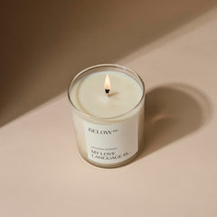 Below 60 cotton-wick candle provides steady burn and lasting fragrance