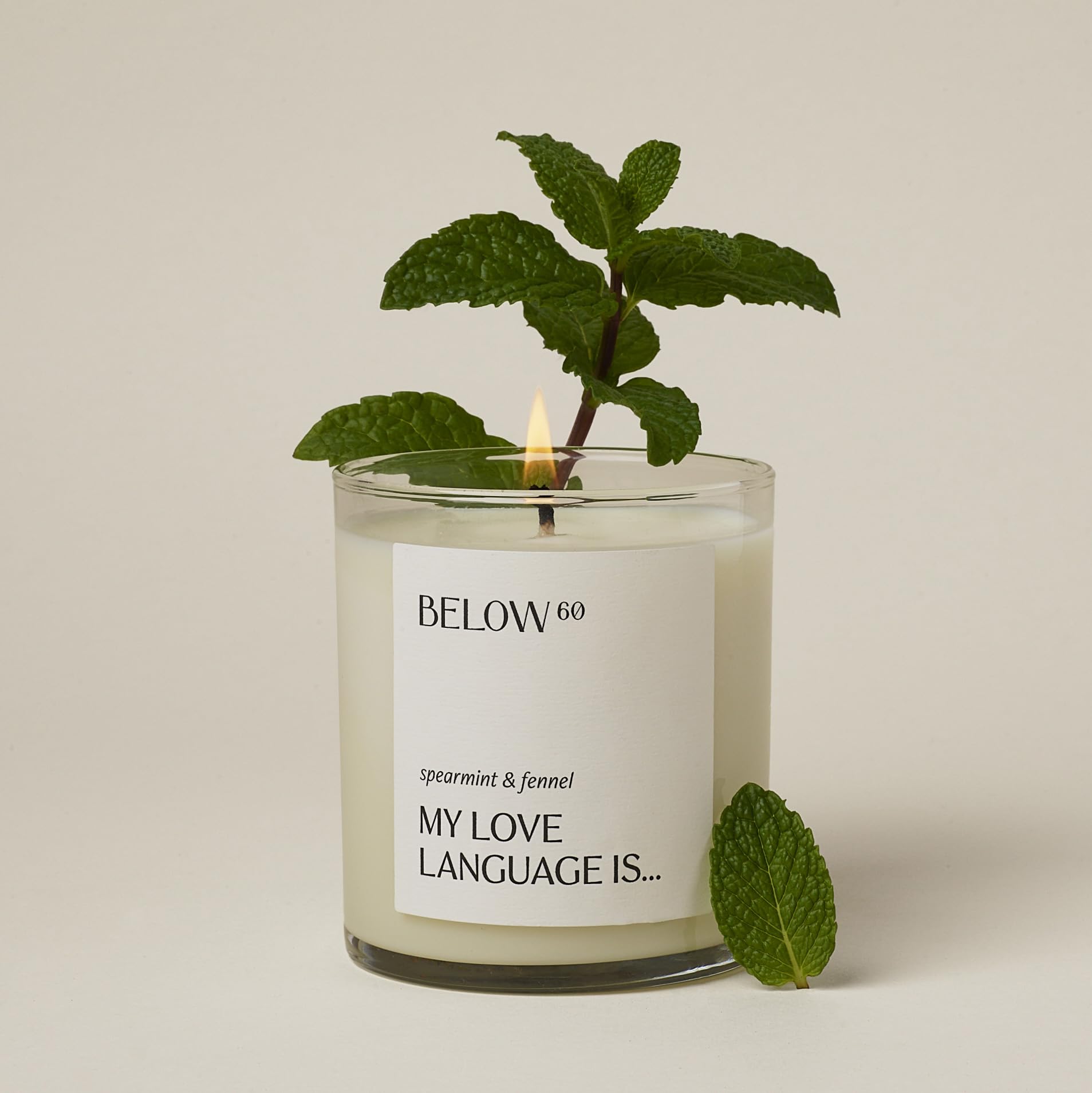 Below 60 spearmint fennel candle offers a soothing aroma for any room