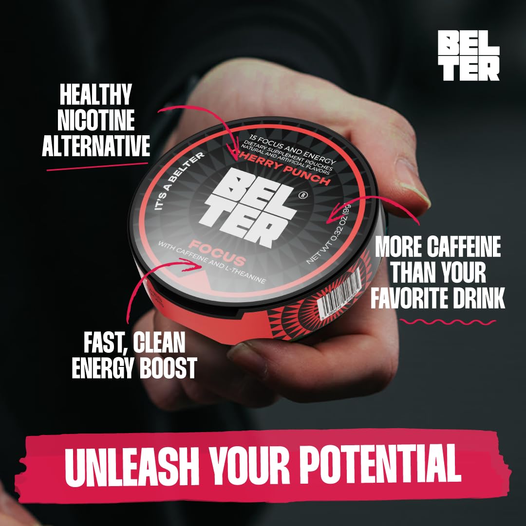 BELTER Focus Cherry Punch offers cherry flavor with caffeine boost for easy flavor and focus.
