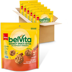 Belvita Energy Snack Bites bag with maple and sunflower seeds for on-the-go energy