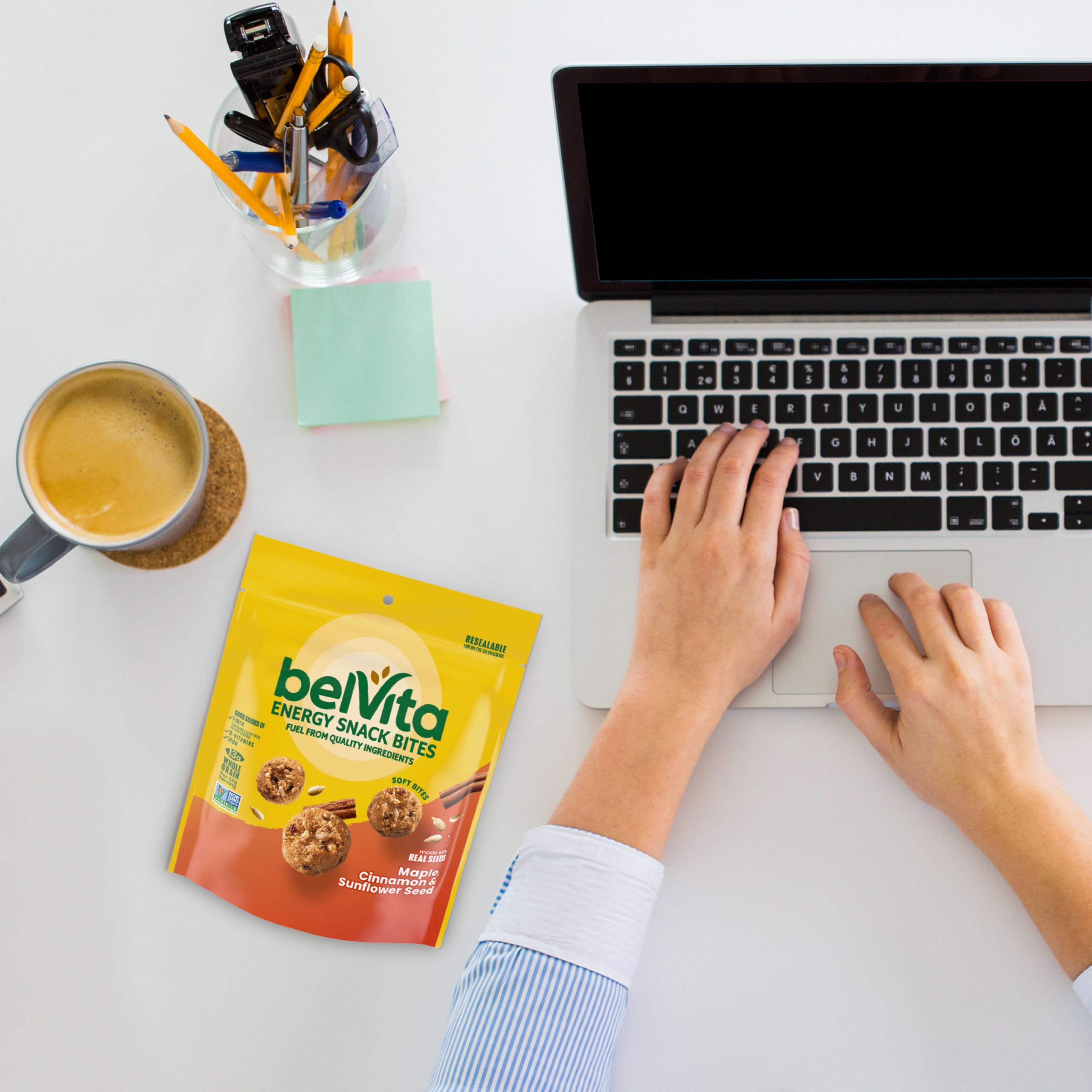 Belvita Energy Snack Bites on-the-go snack in hand