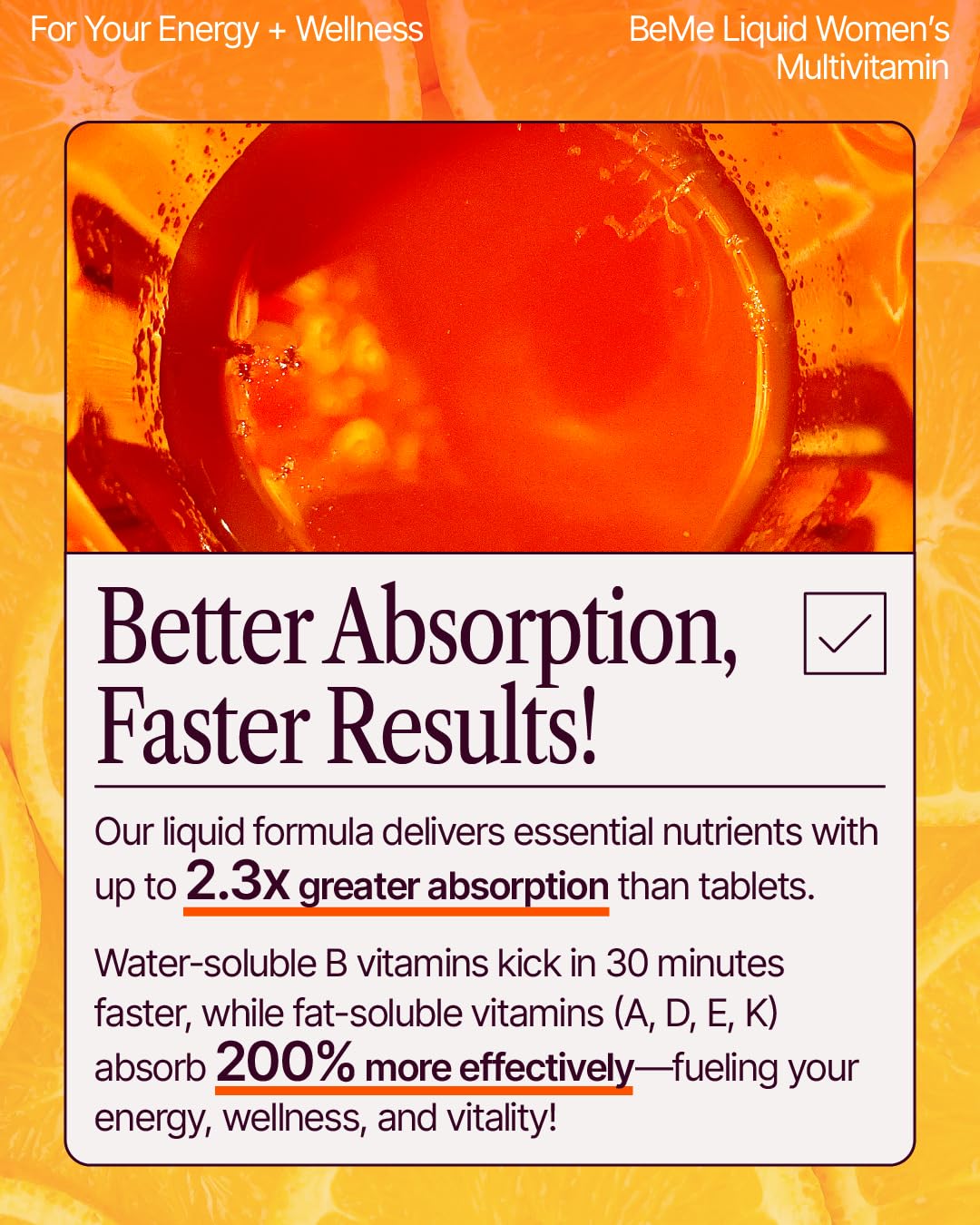 BeMe 13 vitamins and minerals iconography highlighting complete daily nutrition