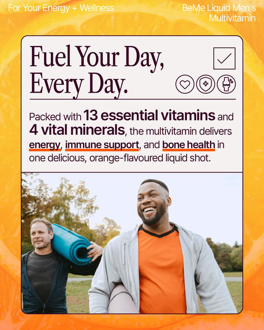 BeMe 13 vitamins and minerals orange flavor sachet for quick daily nutrition.